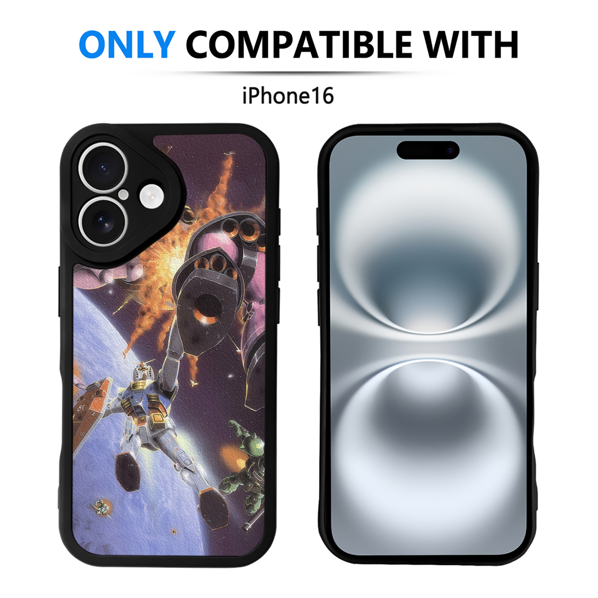 （画像用） 機動戦士ガンダム Mobile Suit Gundam 【iPhone 16シリーズ対応】シリコンスマホケース（レザー調） 材質：シリコン